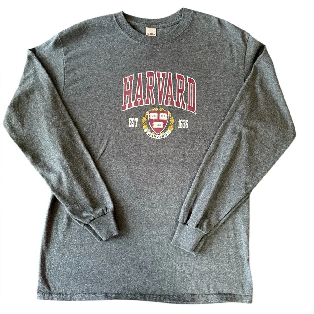 Gildan HARVARD long sleeve pullover shirt Cotton blend Men’s Size M Vintage Y2K - Picture 1 of 10
